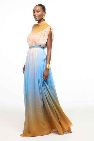 Ayra Kaftan Yellow/Blue Two-Tone