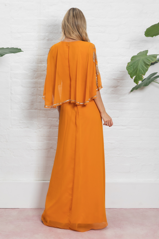 Ursula Cape Maxi Dress Mustard