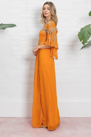 Ursula Cape Maxi Dress Mustard