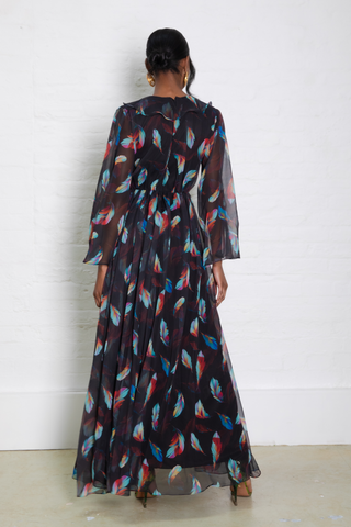 Bola Dress Feather Print