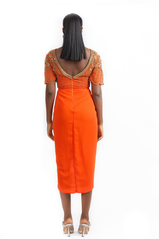 Nicola Dress Orange Gold