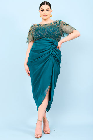 CURVE Denise Dress Teal