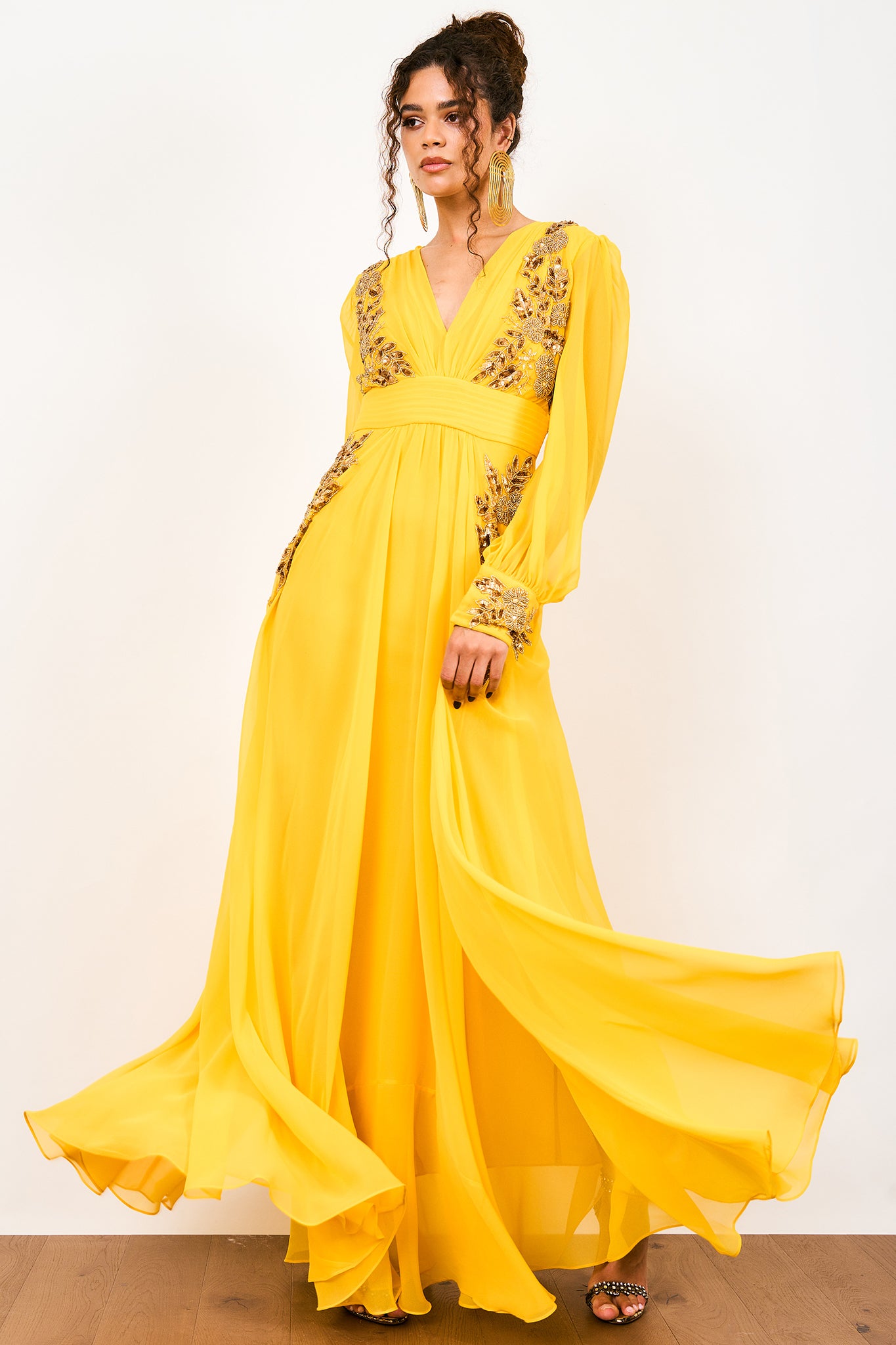 Virgos lounge rahaya contrast embellished maxi dress in hot sale mustard