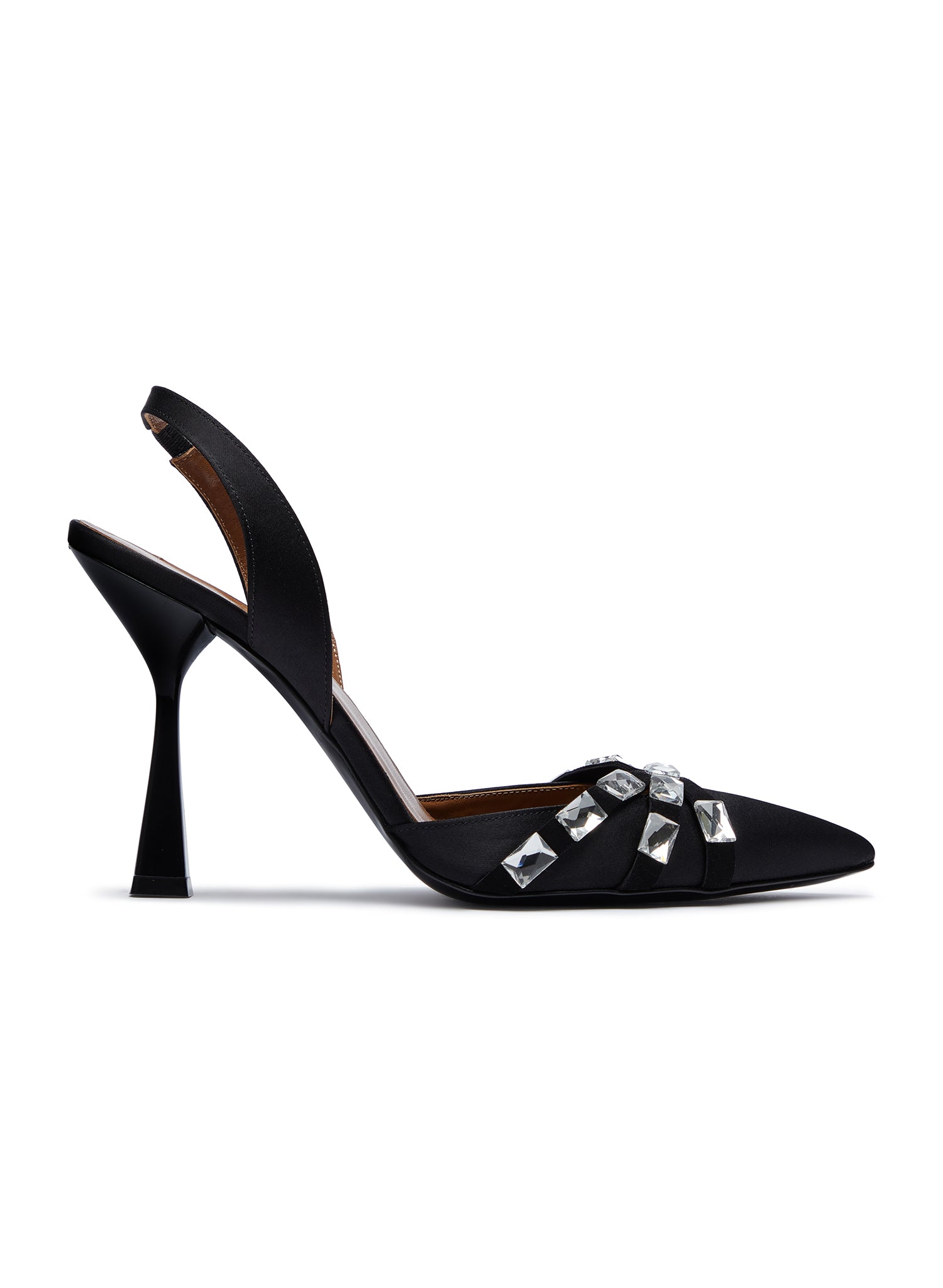 Imani Satin Black Slingback Diamanté Heels – Virgos Lounge